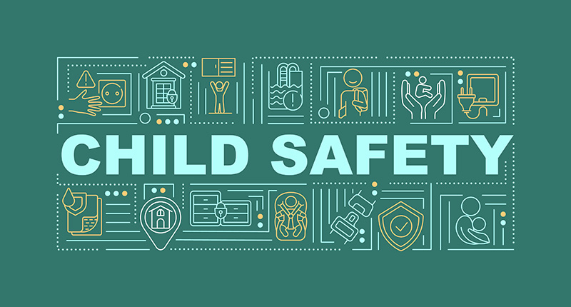 child-safety graphic with wording: child safety in the center.